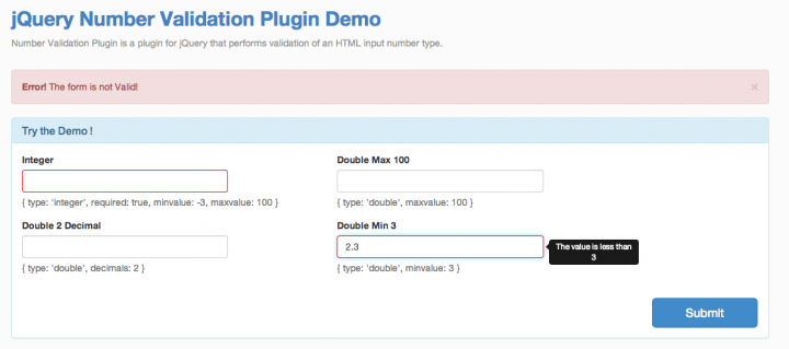 jQuery numbervalidation